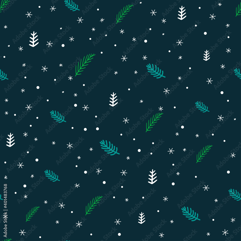 Poster winter elements seamless vector background
