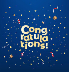 Congratulations. Confetti of stars and hearts