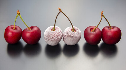 frozen cherry berry. fruits and vitamins. healthy food for breakfast. fruits of vegetation. fruit dessert