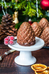 Chocolate mousse pine cones