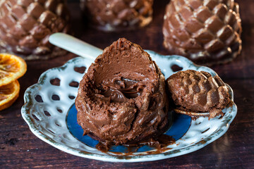 Chocolate mousse pine cones