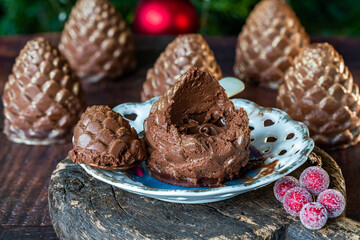 Chocolate mousse pine cones