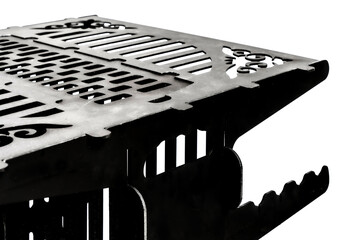 Vertical barbecue grill. Steel black on white background isolated