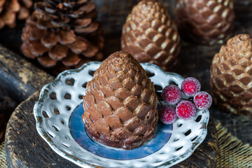 Chocolate mousse pine cones