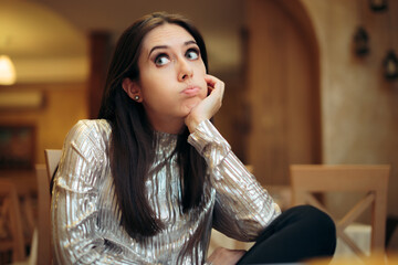 Bored Woman at a Party Thinking of Something Else