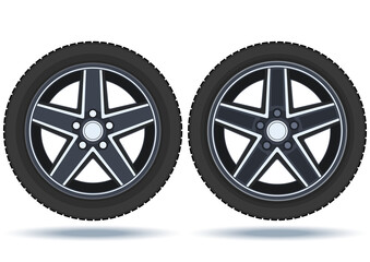 Obraz premium Car wheel, set. Realistic design. Vector illustration on a white background.