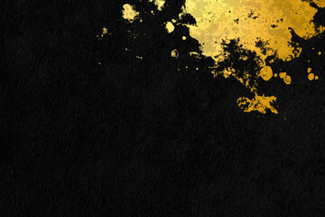 Japanese-style background material with a golden pattern on black Japanese paper