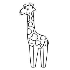 Funny giraffe with spots set. Smiling animal for kids design. Coloring page. Silhouette vector flat illustration. Cutting file. Suitable for cutting software. Cricut, Silhouette