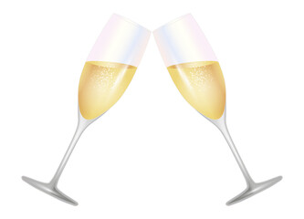 zwei Sektgläser mit Sekt zu Silvester Feuerwerk