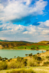 Andalucia hills with wind turbines, Spain