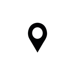 Map pointer icon black on white background