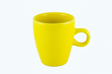 cute yellow cup on white background