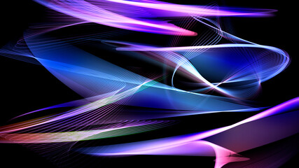 Vector design with a dynamic composition of colorful glowing lines.