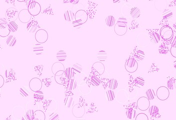 Light Pink vector template with crystals, circles.