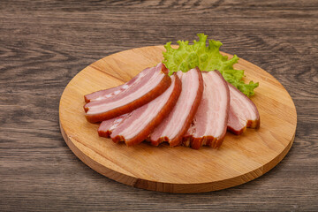 Tasty smoked pork brisket slice