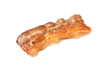 Tasty fried bacon isolated on white background