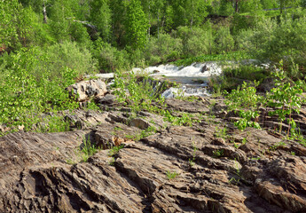 Rocky shore of the river