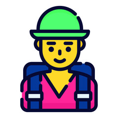 Tourist flat line concept icon