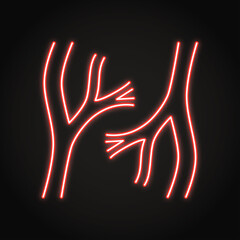 Neon blood vessels icon in line style