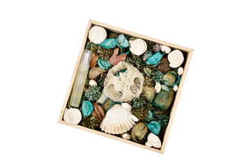 top view of potpourri box isolated on white background with clipping path