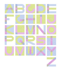 Original geometric font. Latin alphabet. The letters are written in a square shape. A set for creating your own design.