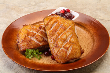 Roasted duck breast with sauce