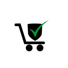 Shopping Cart icon with check mark isolated on white background