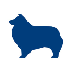 Low poly blue silhouette of Sheltie isolated on white background. Vector Illustration