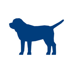 Low poly blue silhouette of Rottweiler isolated on white background. Vector Illustration