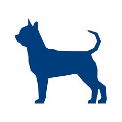 Low poly blue silhouette of Chihuahua isolated on white background. Vector Illustration