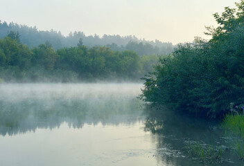 Morning fog over the river Inya