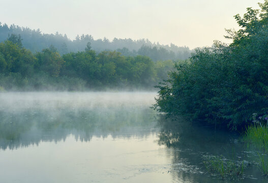 Morning fog over the river Inya