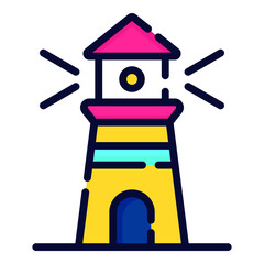 light house flat line concept icon