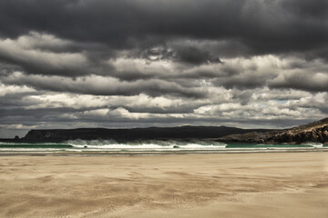 View of storm seascape in scotland