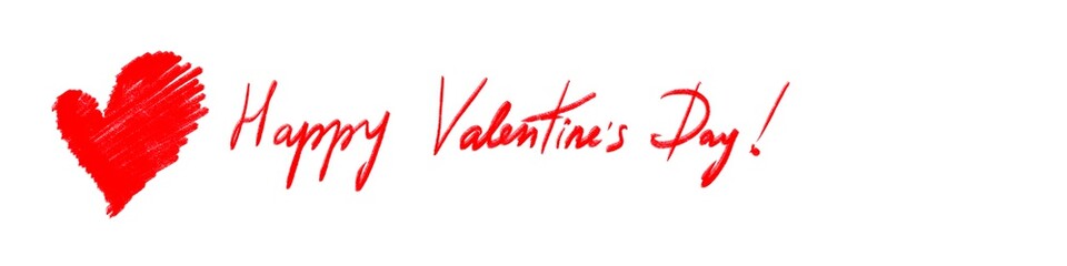 Valentine's Day Banner with red Letters and Hearts on a white background.