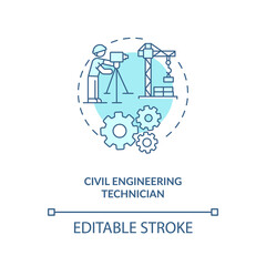 Civil engineering technician turquoise concept icon