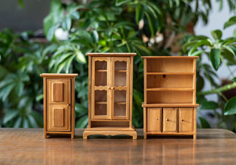 Miniature doll house furniture - cabinet set - kitchen accessories