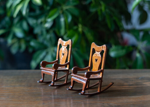 Miniature rocking chairs - vintage doll house furnitures