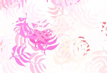 Light Red, Yellow vector natural background with leaves.