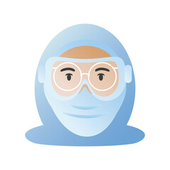 doctor with protective covid 19 virus mask and glasses vector design