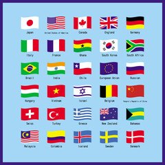 世界の主な国旗のセット 一覧表 イラスト ベクター