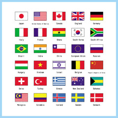 世界の主な国旗のセット 一覧表 イラスト ベクター World Major Flag Set List Illustration Vector 