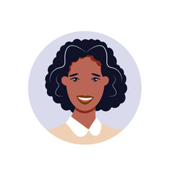 Woman avatar, portrait of a young African and afroamerican black woman in flat style