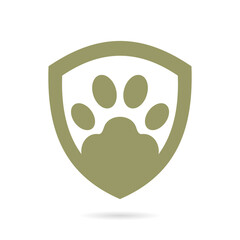 animal footprint in shield logo concept
