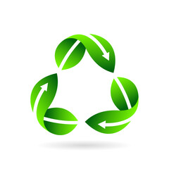eco recycle logo with leaf and arrow concept