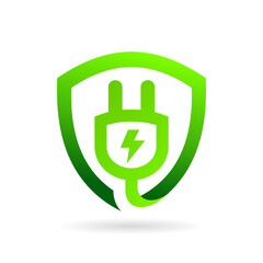 electrical shield logo with plug in shield concept
