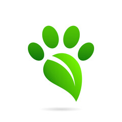 animal footprint with leaf logo concept