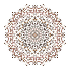 Mandala round flower On a white background. The abstract round pattern in brown tones.