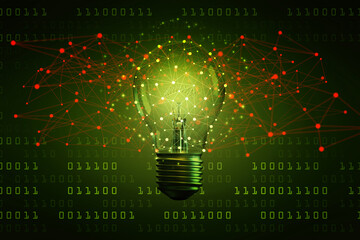 
3d illustration bulb future technology, innovation background, creative idea concept 