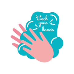 covid 19 virus sticker of wash your hands vector design